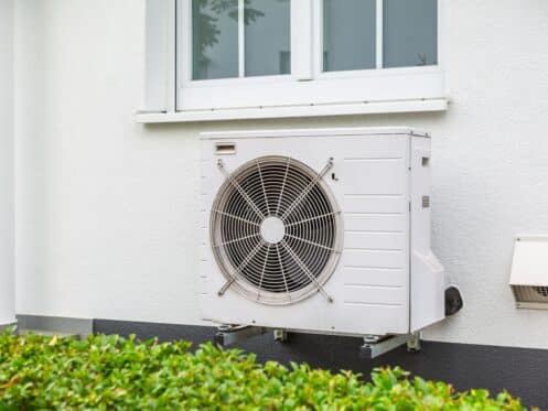 Ductless mini-split outside of a home